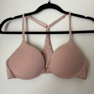 Pepper Racerback Lift Up Bra Size 36A Pink Beige Underwire Front Closure Padded